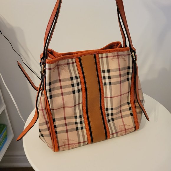 Burberry Haymarket Check Canterbury Tote Orange Bag - Picture 2 of 6